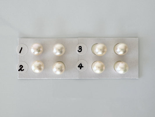 Japanese White Akoya Cultured Pearl 8.5-9mm, Genuine Akoya Pearl, Half-Drilled Round loose, Price per Pair, Salt water pearl