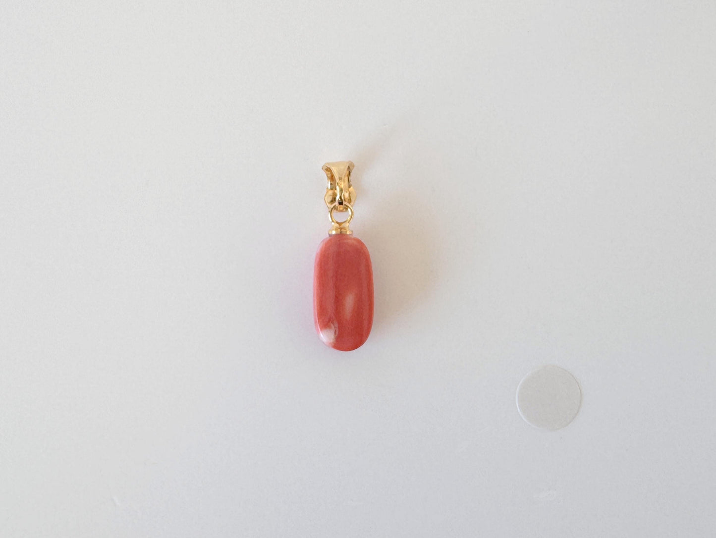 Natural Momo Coral Oval Pendant: Japanese Orange Coral, Gold-Plated Silver Bail