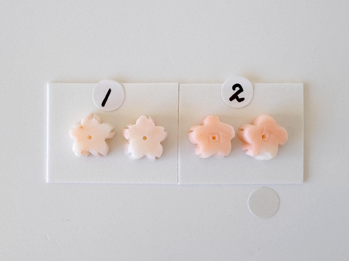 Deep Sea Coral Carving – Natural Pink Sakura Flower, 11mm Pair, Half Drilled Gemstones