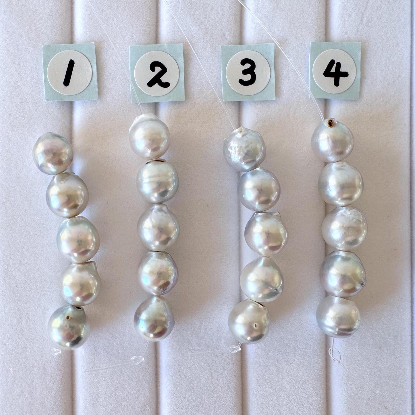 Japanese Natural blue/silver color Akoya Pearl Beads, 7-7.5mm, Mini Strand, Short Strand of 5 Pieces, Cultured in Sea Water