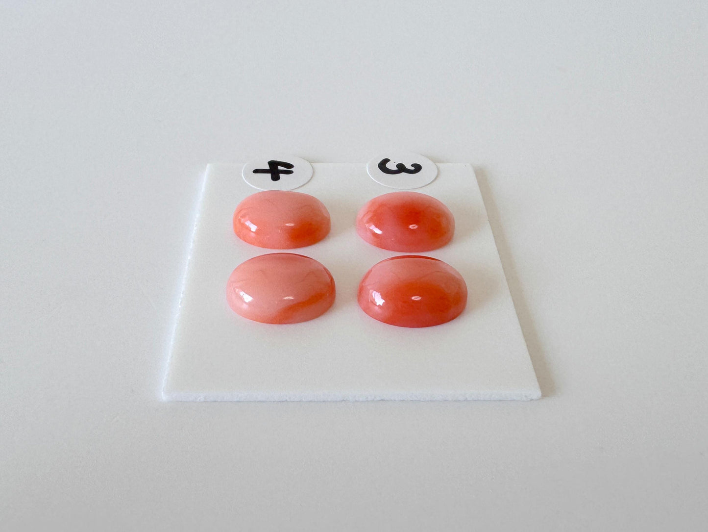 Deep Sea Coral Oval Cabochons Natural Pair, Orange Pink Shades (10x8mm, Undrilled, Genuine Coral Gems)