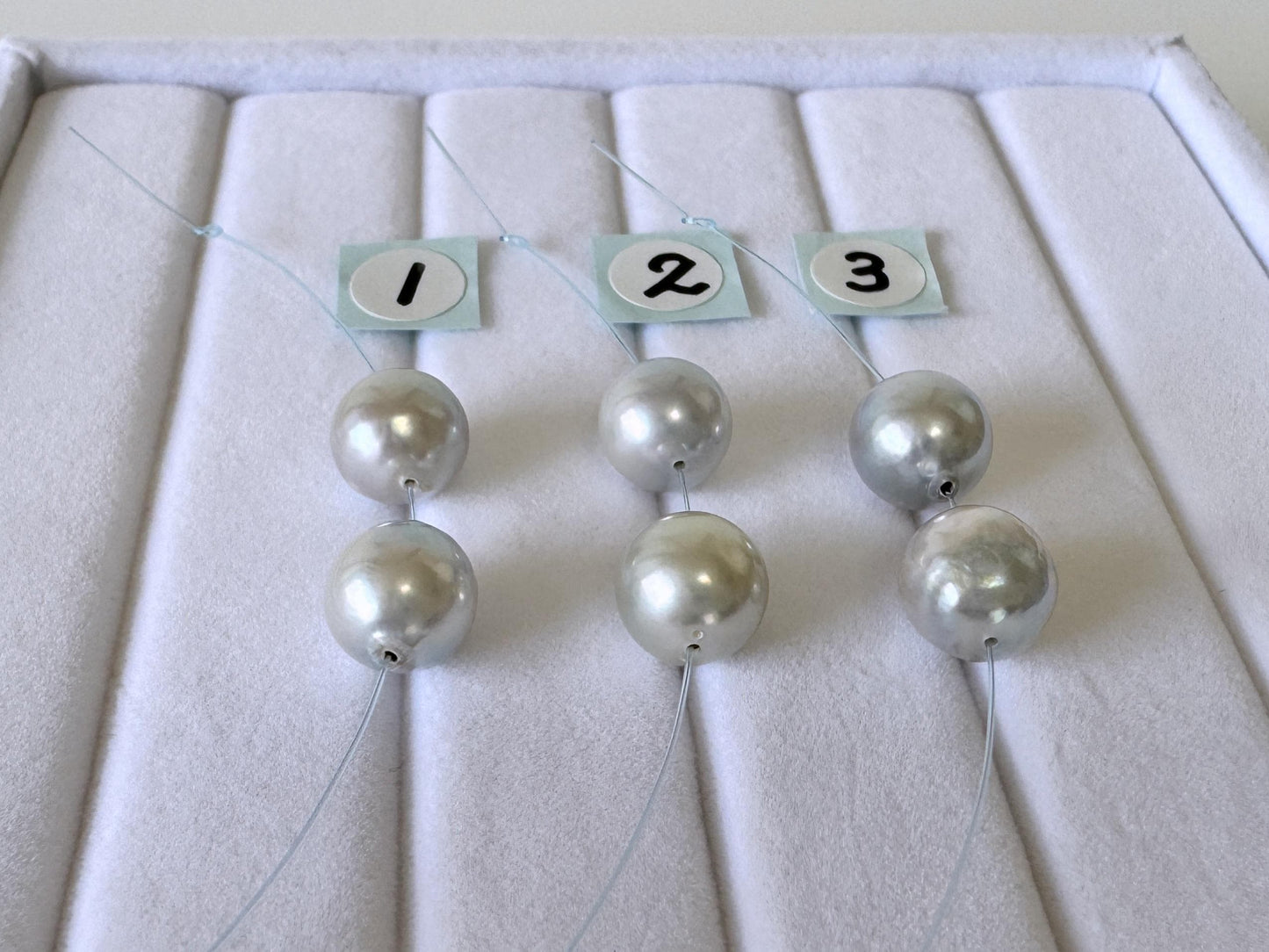 Japanese Akoya Pearl Beads - Natural Blue Silver Color, 8-8.5mm Cultured Saltwater Pearls, Mini Strand, Jewelry Supplies, 2 Pcs