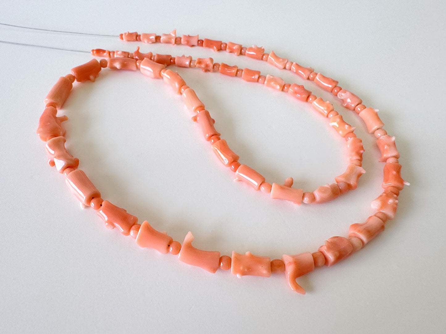 Natural Deep Sea Coral Strand Cylinder Beads: Pink Orange, 55cm Length | Genuine Coral, Jewelry Supplies