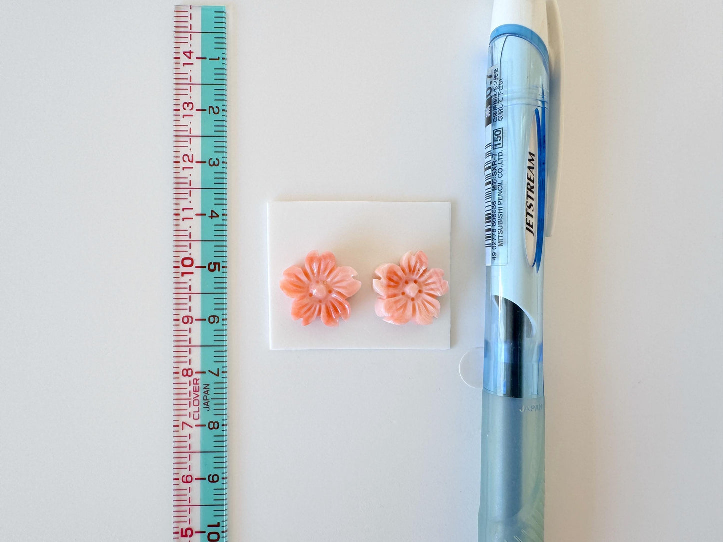Deep Sea Coral Carving - Natural Pink Orange Sakura Cherry Blossom 14mm Pair for Earrings