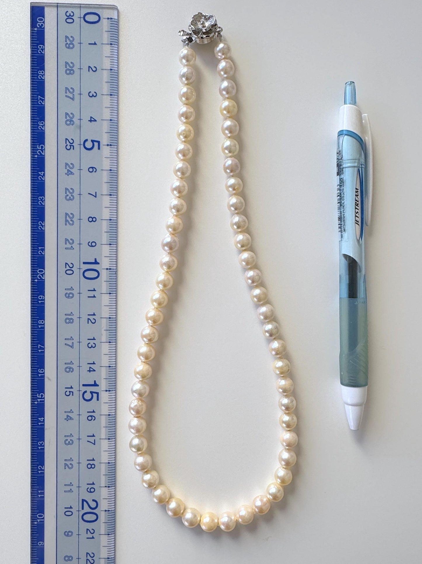 7-7.5mm Japanese Yellow Akoya Pearl Necklace with Silver Clasp, Genuine Akoya Pearl, 44.5cm, 17.5in, Cultured Salt water pearl