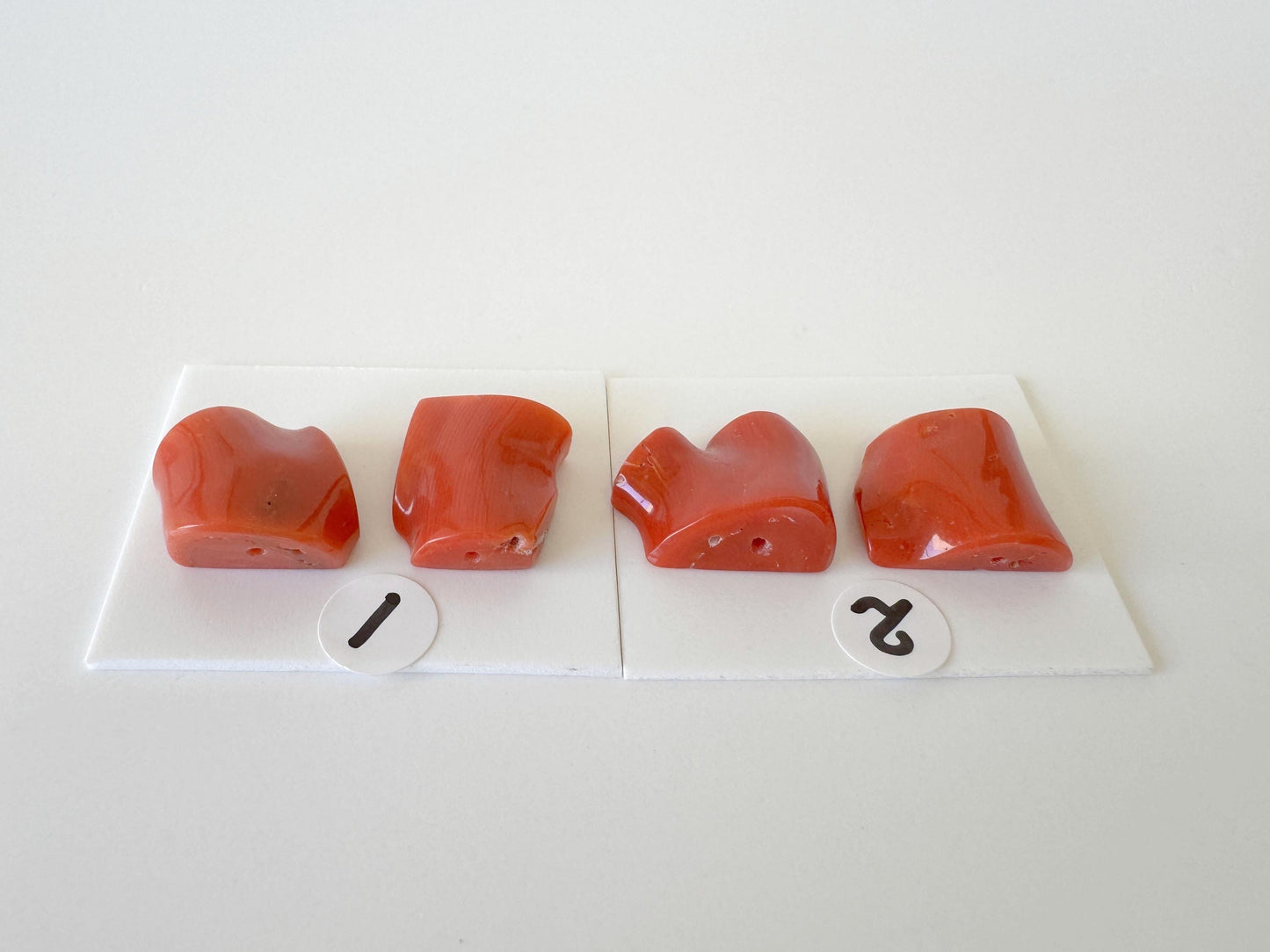 Mediterranean Coral Loose Gemstone: Natural Red-Orange Tones - Untreated, Top-hole, Jewelry Making Supplies, Per Pair