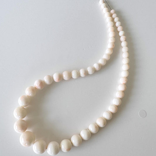 Natural Coral Strand Midway Beads, Deep Sea White/Slightly Light Pink Color , Round (5.5-13.8mm Diameter, 40cm Length, Jewelry Supplies)