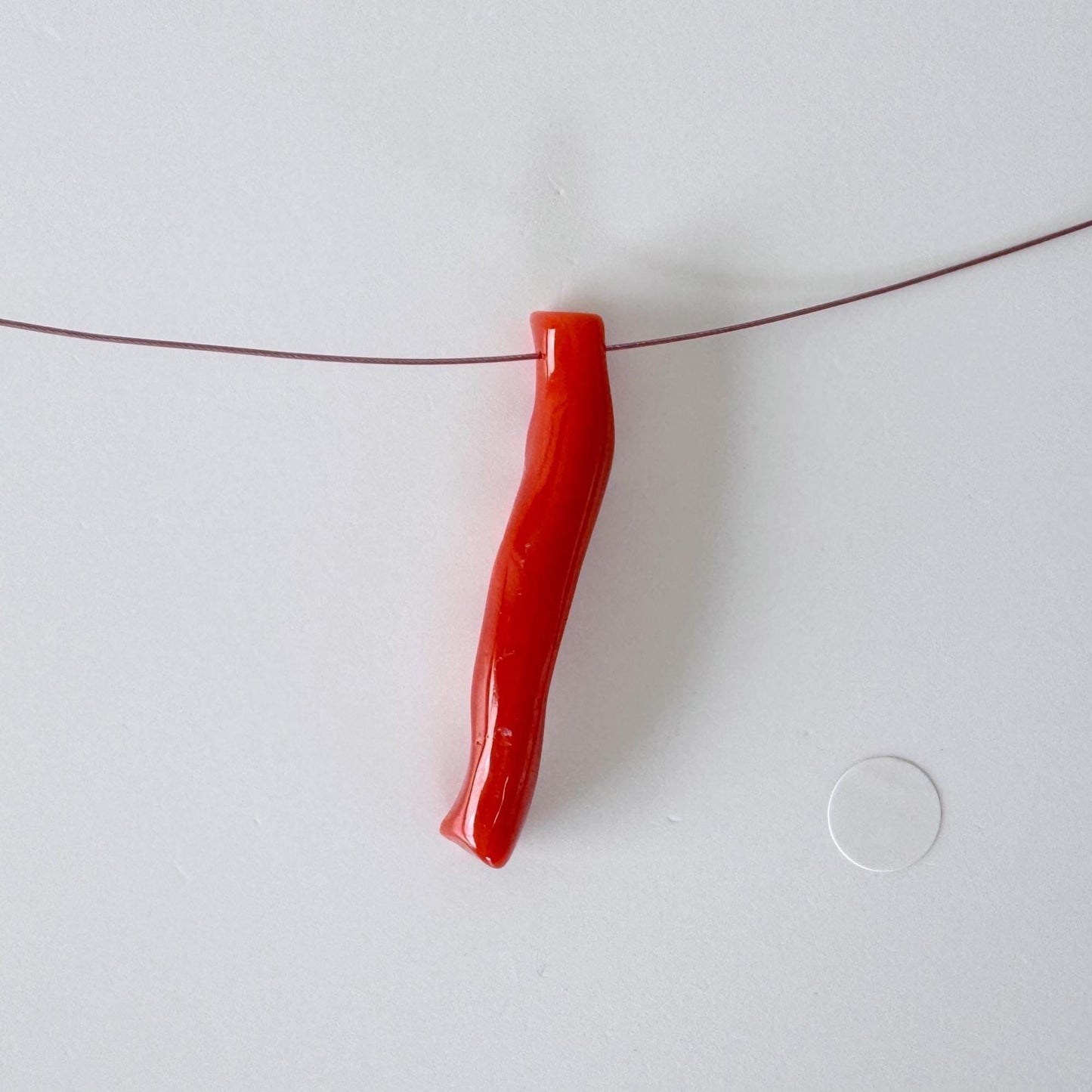 Japanese red(Aka) coral branch, 47mm, side full hole, natural red color coral for jewelry making