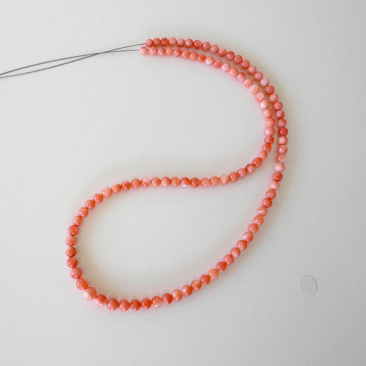 Natural Coral Strand Beads: Deep Sea Coral, Orange Pink, 3.7-5.2mm Gradation Round, 42cm | Genuine Jewelry Supplies, Craft Making