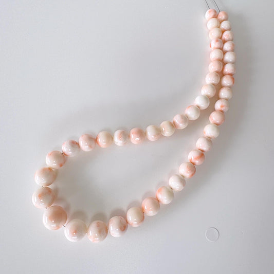 Natural Deep Sea Coral 8.5 - 13.7mm Round Beads Strand, Genuine Natural Pink/Orange/White Color Coral, 43cm, 16.9", For Jewelry Making