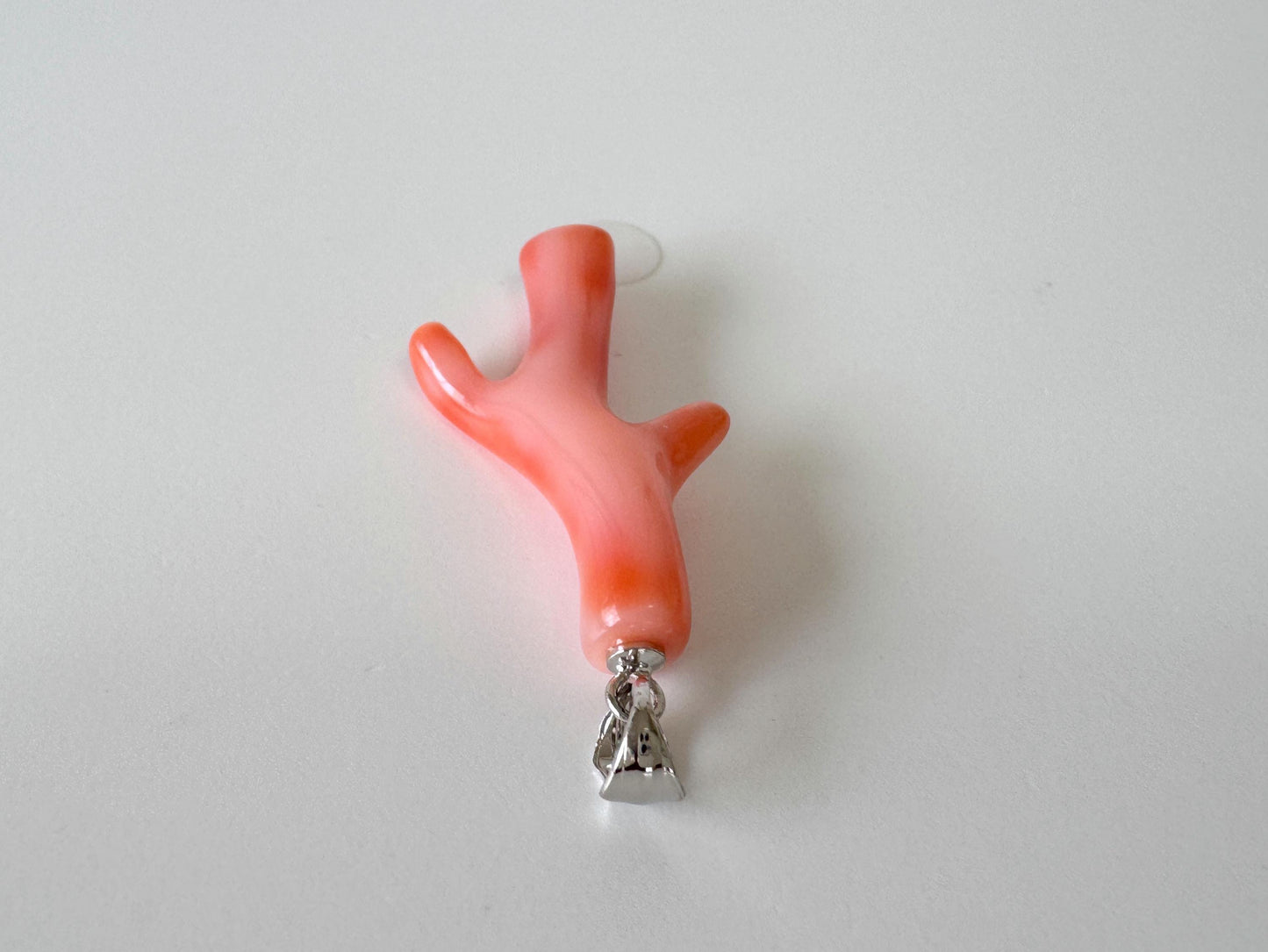 Natural Deep Sea Coral Branch Pendant: Rhodium-Plated Silver Bail, 35mm