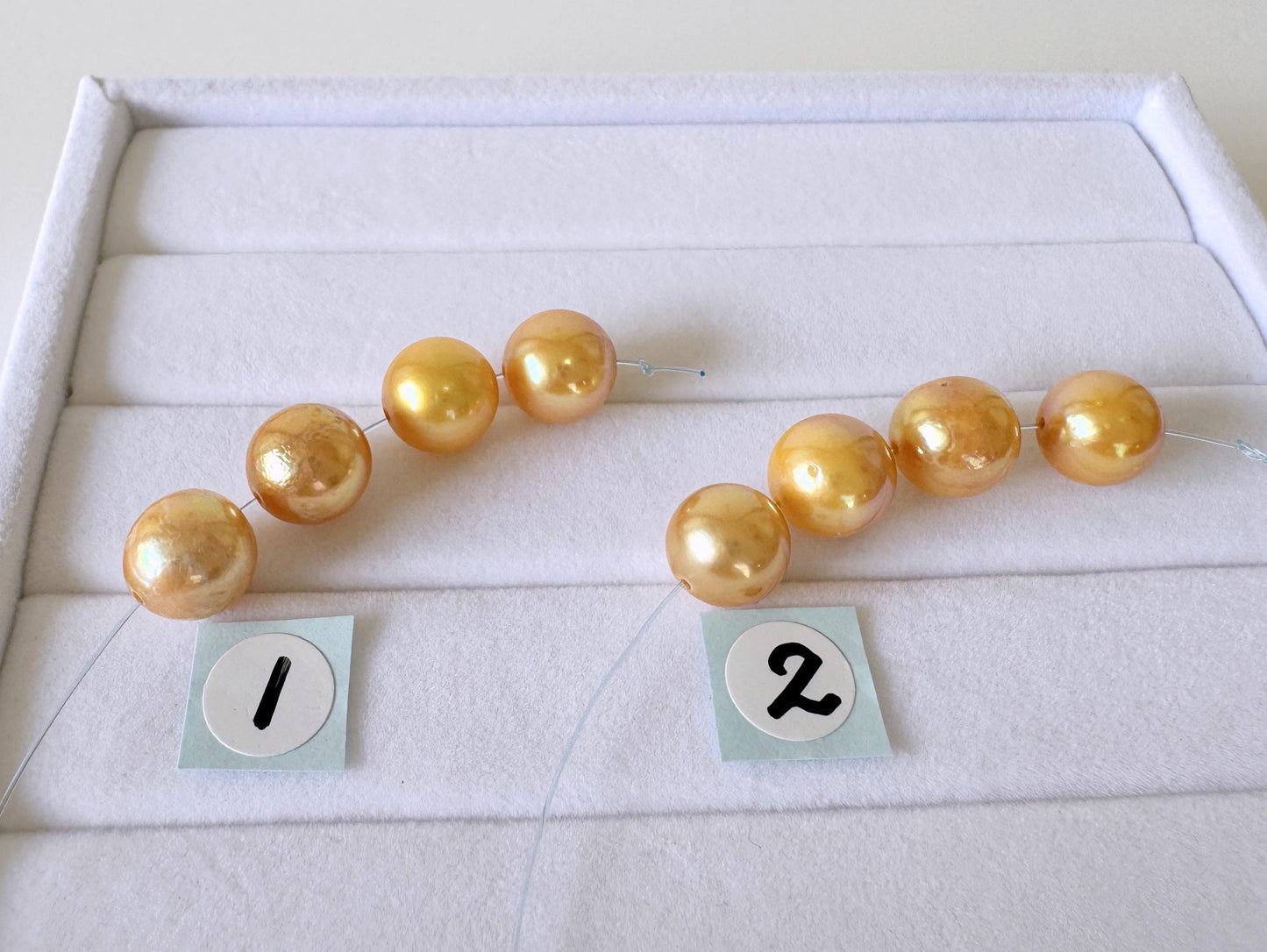 Japanese Akoya Golden Pearl Beads, Mini Strand, 7.9-8.4mm Semi-Round (Color Treated, Cultured Saltwater, 4 Pieces)