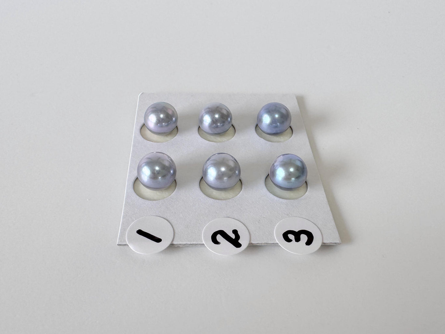 Japanese Blue/Silver (Treated) Akoya Pearl 7-7.5mm, Half-Drilled loose, Price per pair, Salt water pearl