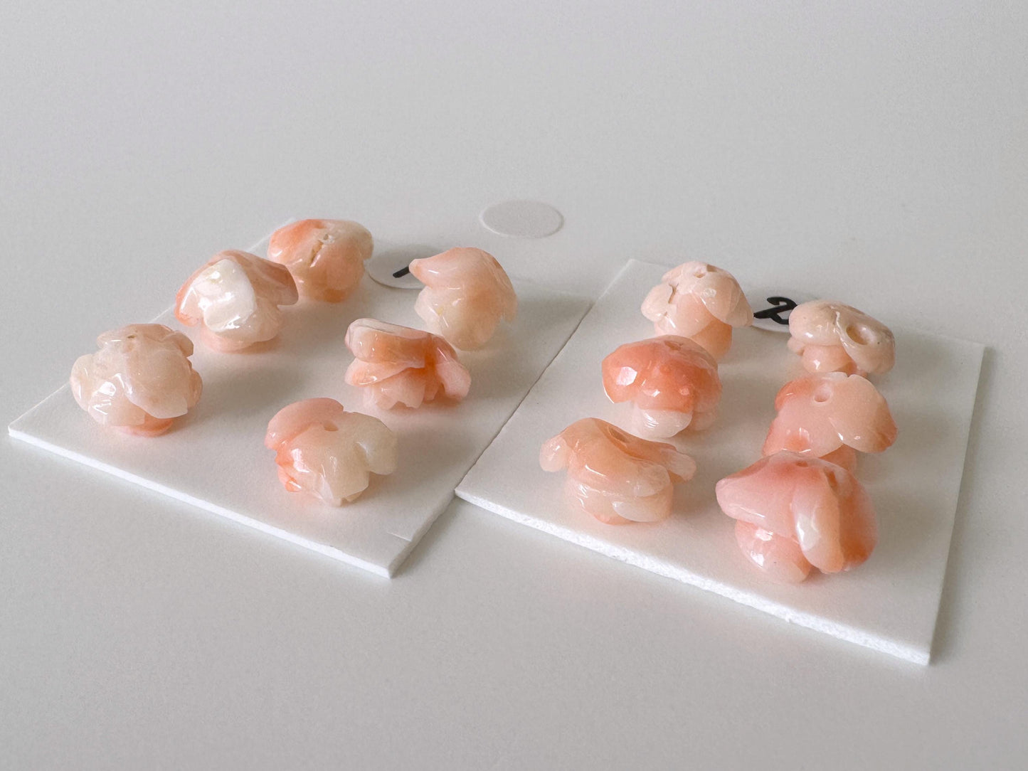 Mix set of 6 pcs of Natural Pink Deep Sea Coral Rose Carvings 8-9mm, Natural color, Value priced for reason of defects / Irregular shapes