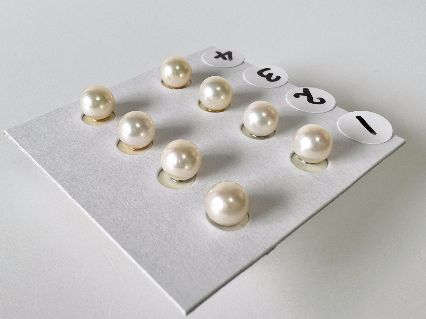 Akoya Pearl Stud Earrings: White/Off-White 5-5.5mm Pearls - Japanese Cultured, Silver 925, Saltwater Origin