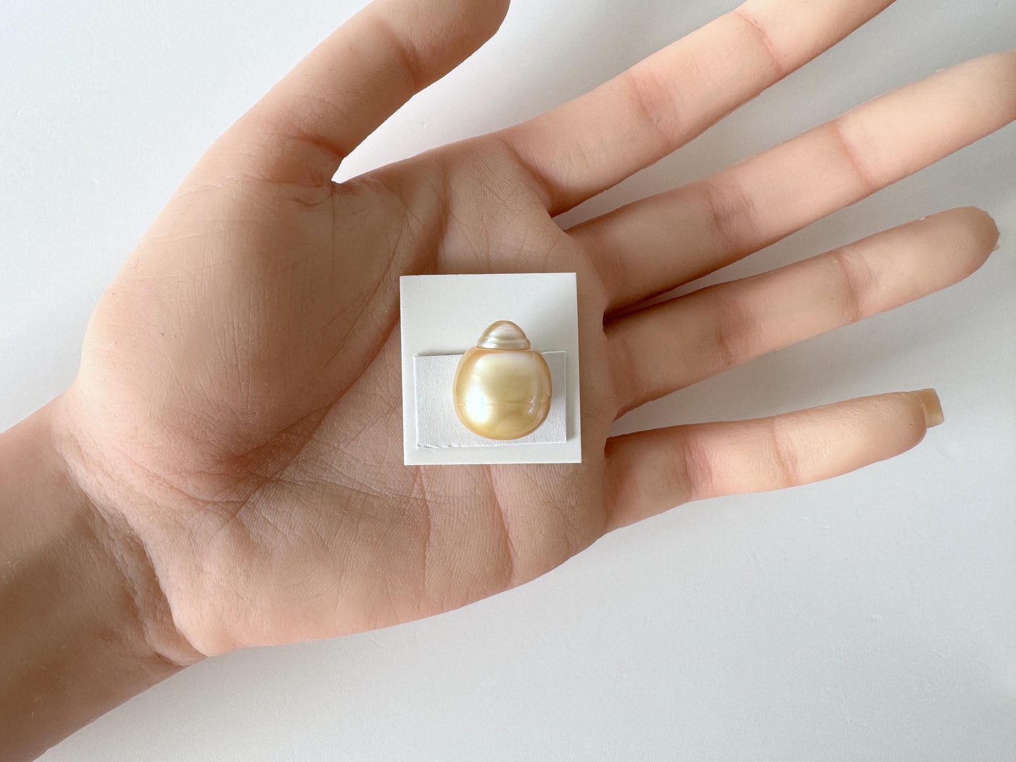 South sea pearl 18.4x15.3mm, Natural Gold Color, Half-Drilled Pear shape loose, unused vintage, Salt water pearl