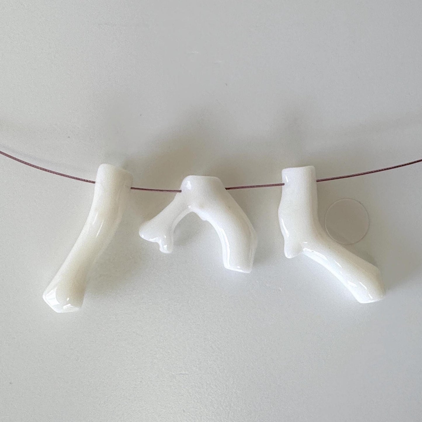 Natural White Coral Branch loose, A Set of 3 Pieces, Side Full Hole, Natural Color Precious Coral Branch, Genuine Coral for jewelry making