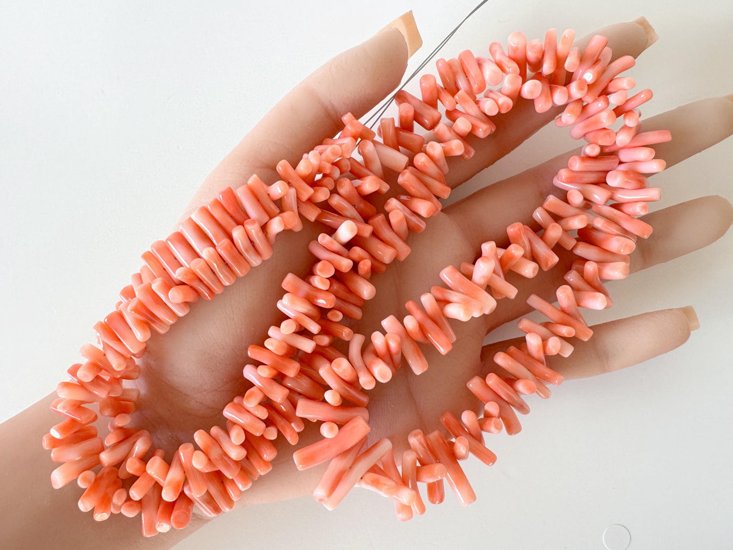 Natural Coral Strand - Pink Orange Deep Sea Coral Branch Strand, 80cm Jewelry Making Beads