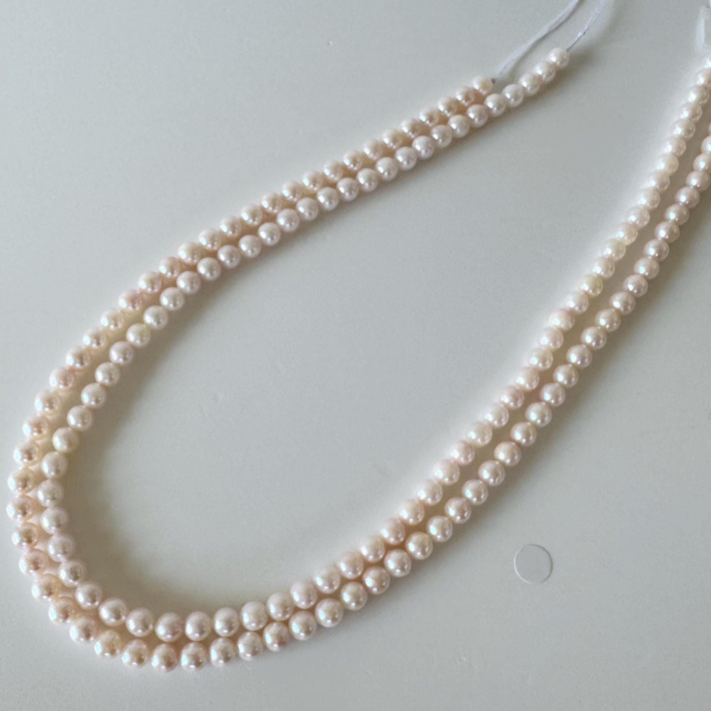 Akoya Pearl Strand: 5.5-6mm Japanese Cultured Pearls, White Pink Overtone | Full Strand, Saltwater Gems, 40cm Length