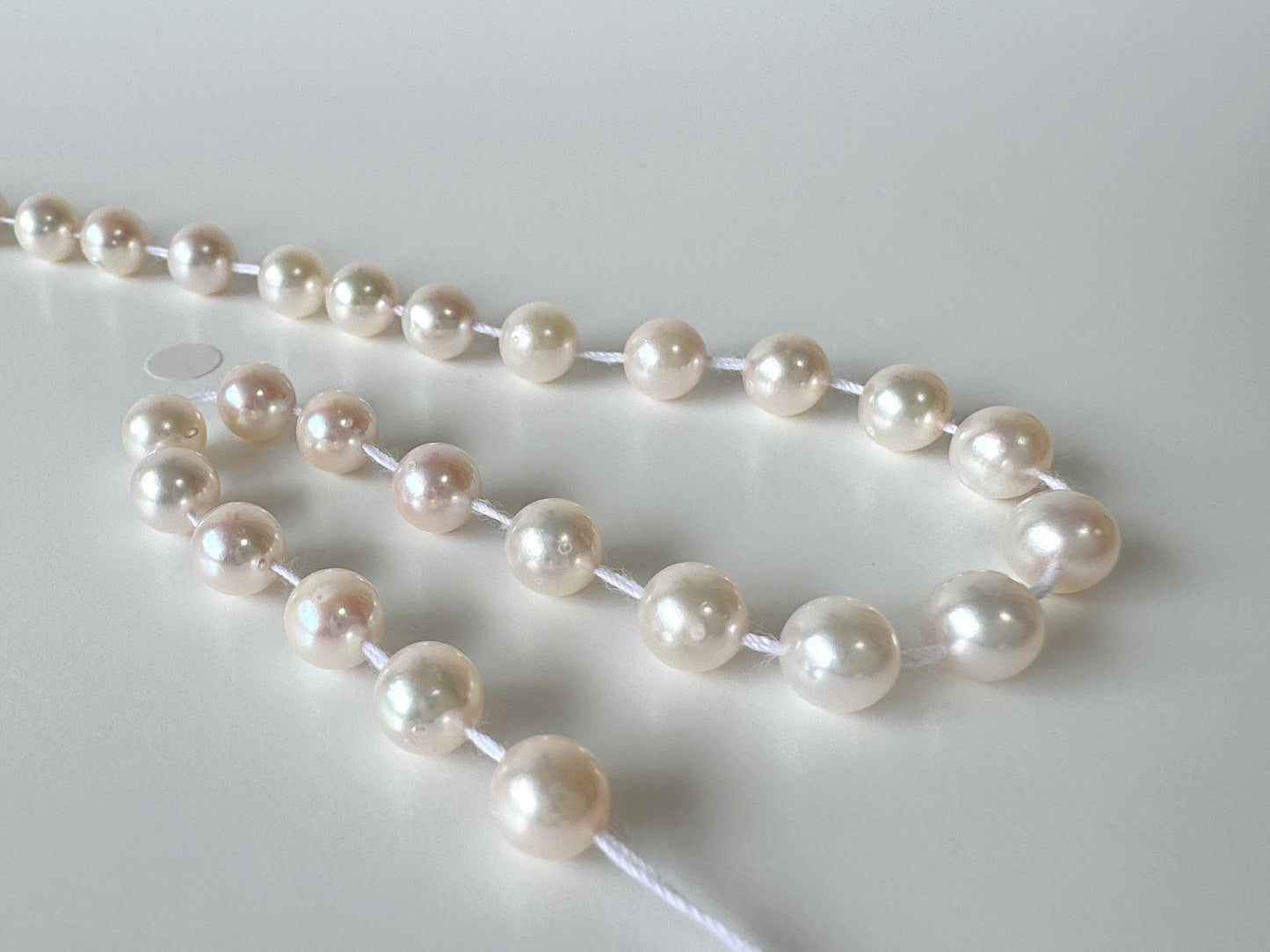 7-8.5mm Japanese White Akoya Pearl Beads, Genuine Akoya Pearl, Full Strand, 41cm , 16.1", Salt water pearl