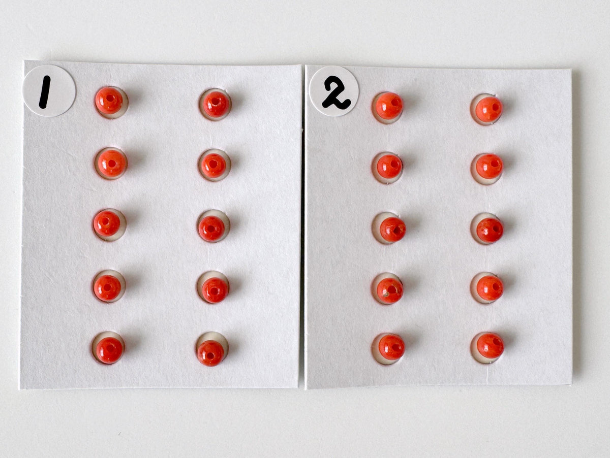 Mediterranean Red Coral Round Loose: Natural Gemstone Beads for Jewelry Making (3.7-4mm, Half-Drilled Hole, Set of 10)