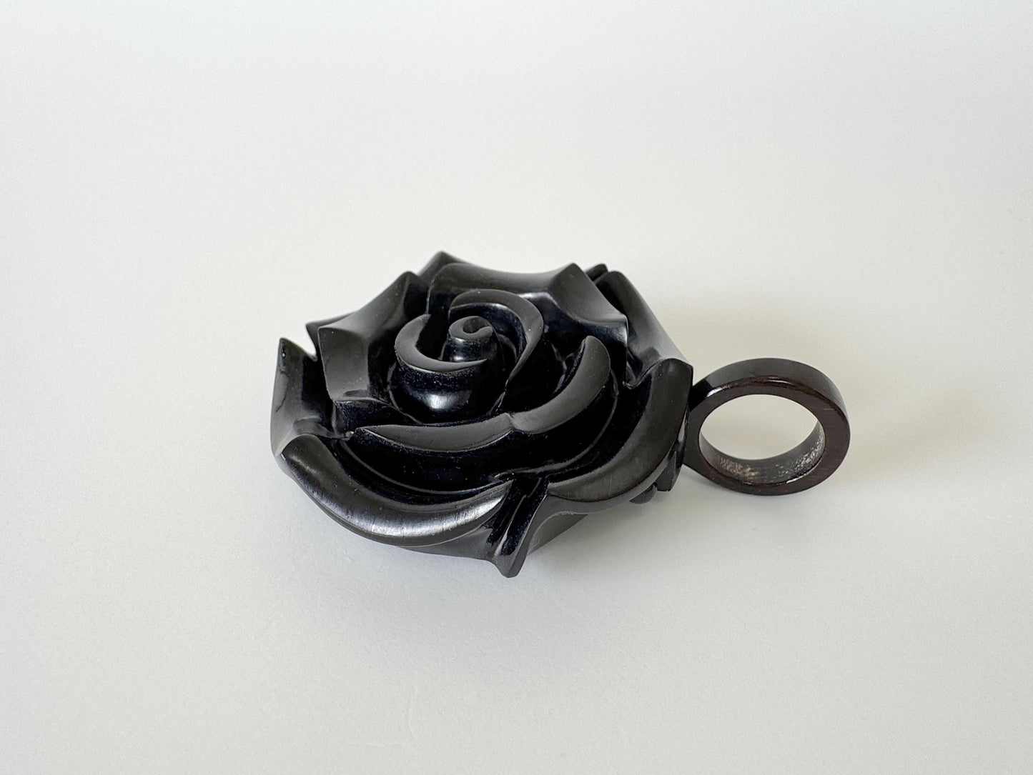 Jet Rose Carving Pendant, 40mm Diameter Rose, Price per Piece