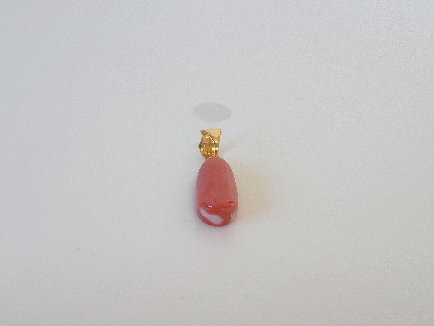 Natural Momo Coral Oval Pendant: Japanese Orange Coral, Gold-Plated Silver Bail