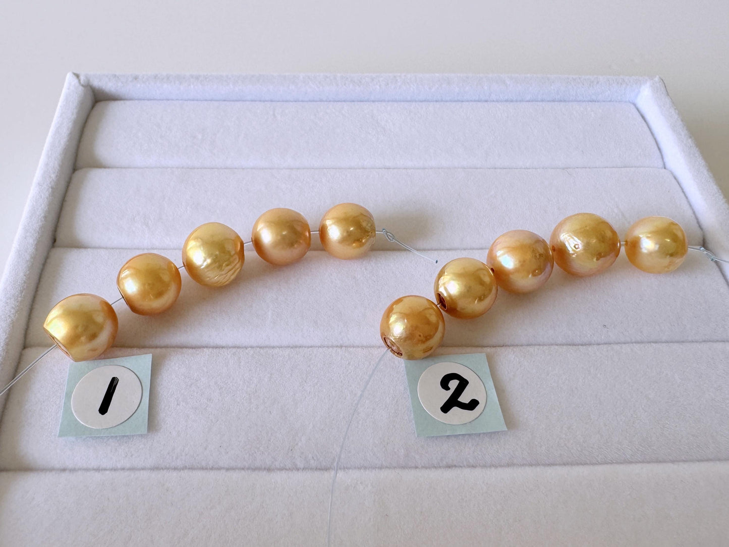 Japanese Golden Akoya Pearl Beads: Semi-Baroque 7.1-8.6mm - Color Treated, Saltwater Cultured, Mini Strand Jewelry Supplies, 5 Pieces