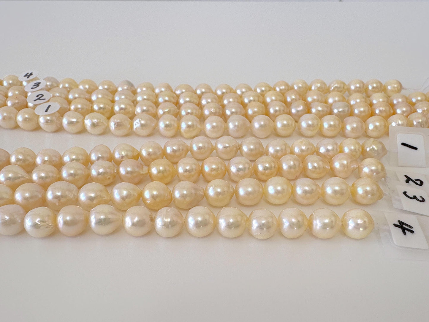 7-7.5mm Japanese Yellow Akoya Pearl Beads, Genuine Akoya Pearl, Full Strand, 40cm , 15.7", Cultured Salt water pearl