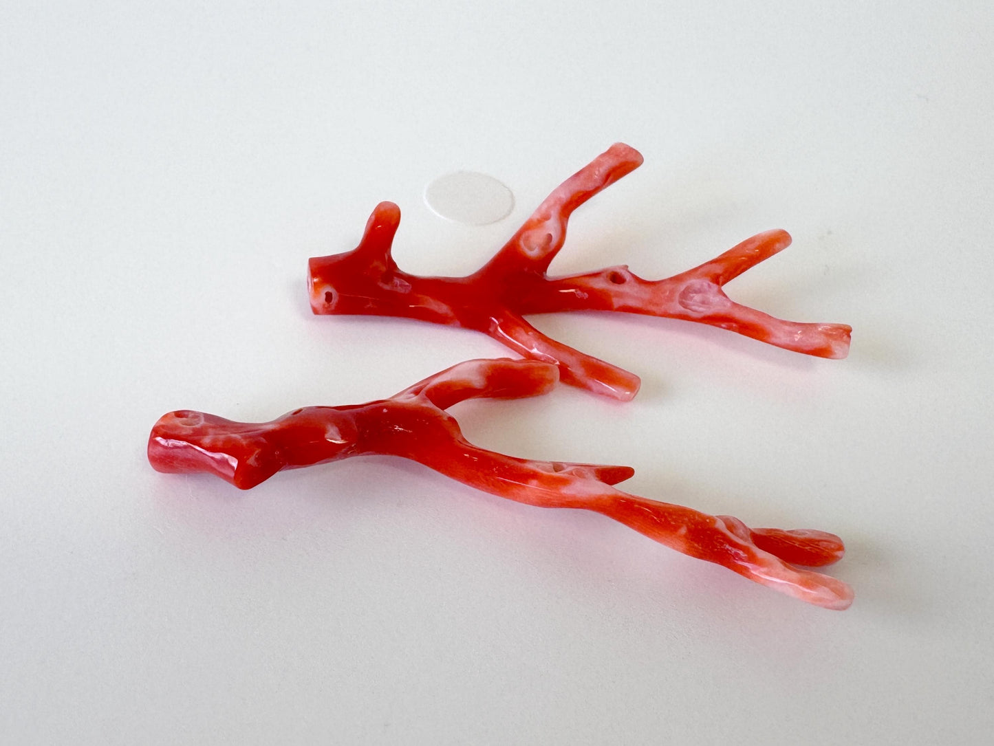 Red Coral Branch Set: Natural Aka Coral for Jewelry Making (41-45mm), Hole on Top