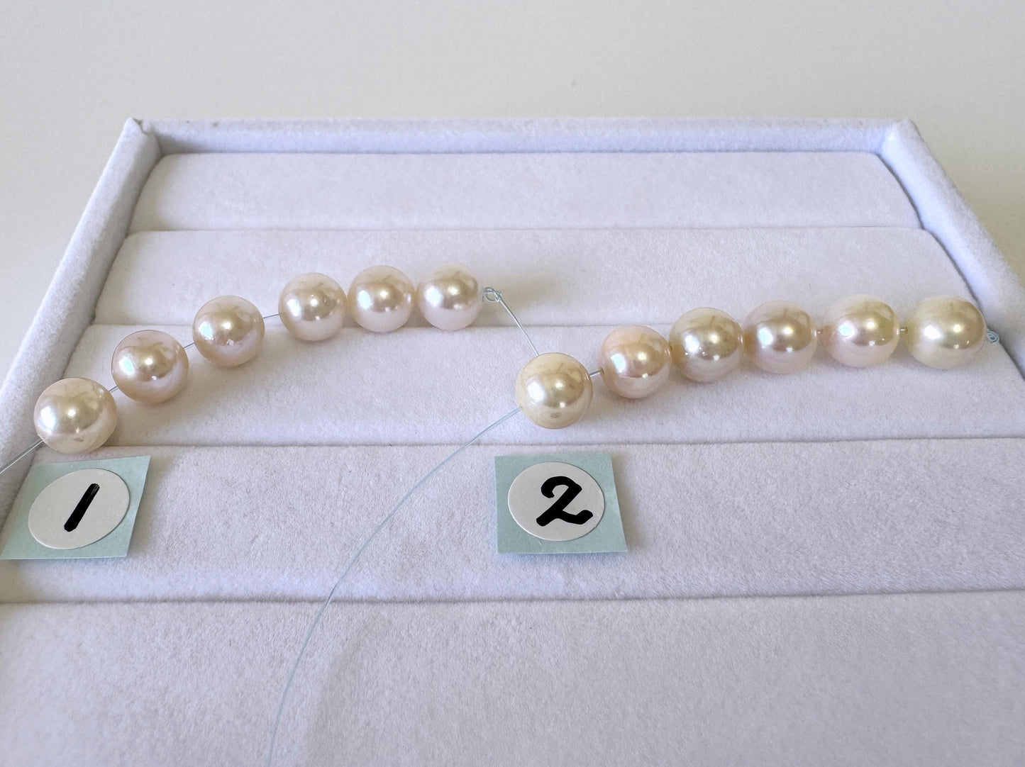 Akoya Pearl Beads Japanese Cultured, White Pink Overtone (Round 6.5-7mm, Saltwater, Mini Strand, 6 Pieces)