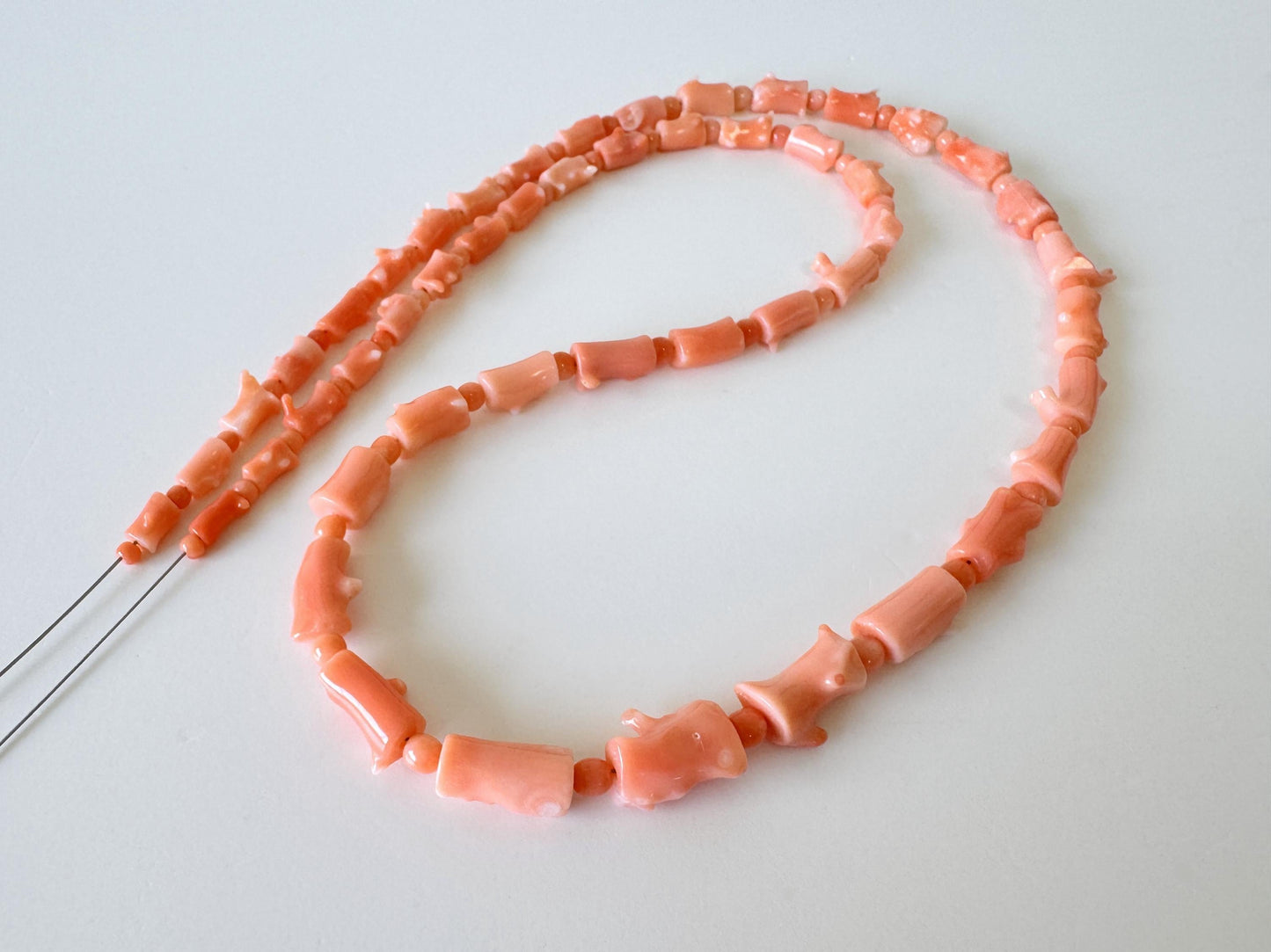 Natural Deep Sea Coral Strand Cylinder Beads: Pink Orange, 55cm Length | Genuine Coral, Jewelry Supplies