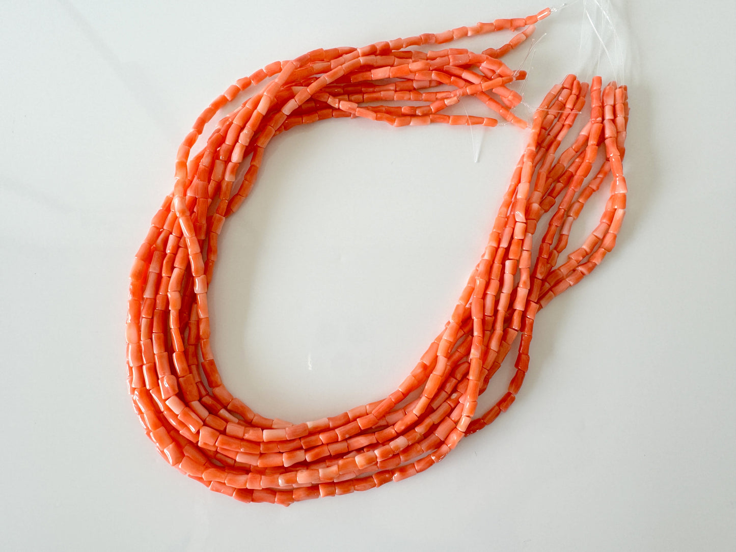 Natural Deep Sea Coral tube shape strands ,15.7",40cm, Orange/pink coral tube (cylinder) shape strands for jewelry making, Price per strand