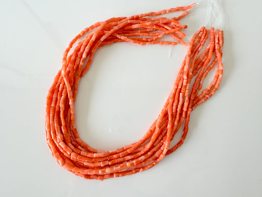 Natural Deep Sea Coral tube shape strands ,15.7",40cm, Orange/pink coral tube (cylinder) shape strands for jewelry making, Price per strand