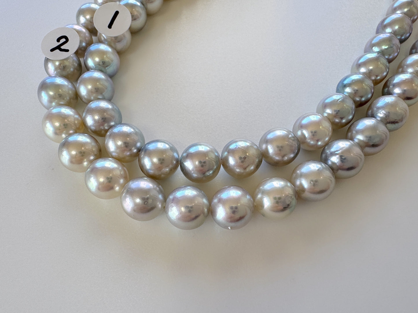 7-7.5mm Japanese Akoya Pearl Beads, Natural Blue/Silver color pearl, Genuine Akoya Pearl, Full Strand 40cm , 15.7", Salt water pearl