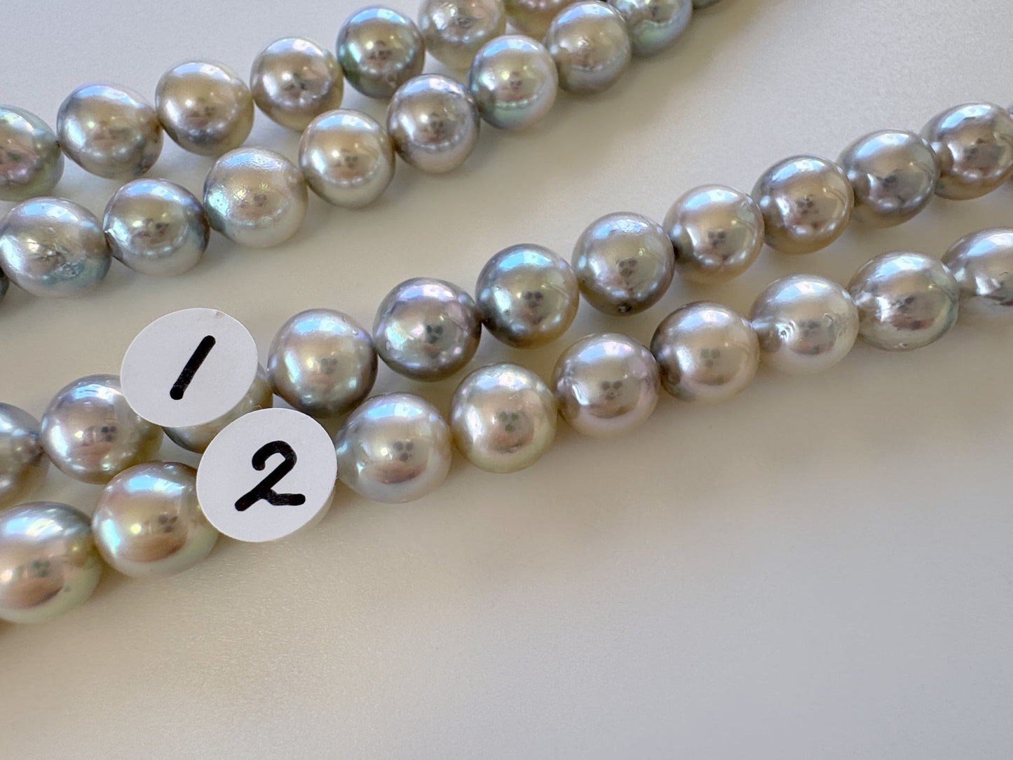 7-7.5mm Japanese Akoya Pearl Beads, Natural Blue/Silver color pearl, Genuine Akoya Pearl, Full Strand 40cm , 15.7", Salt water pearl