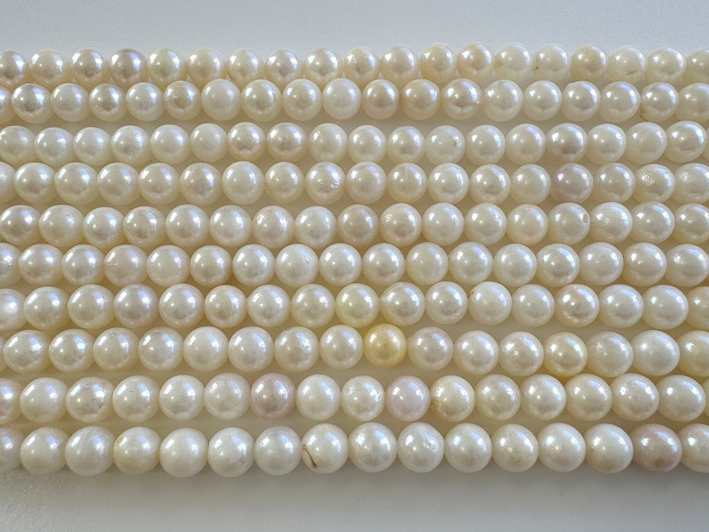 5-5.5mm Japanese White/Off-white Akoya Pearl Beads, Genuine Akoya Pearl, Full Strand, 40cm , 15.7", Cultured Salt water pearl, Value-priced