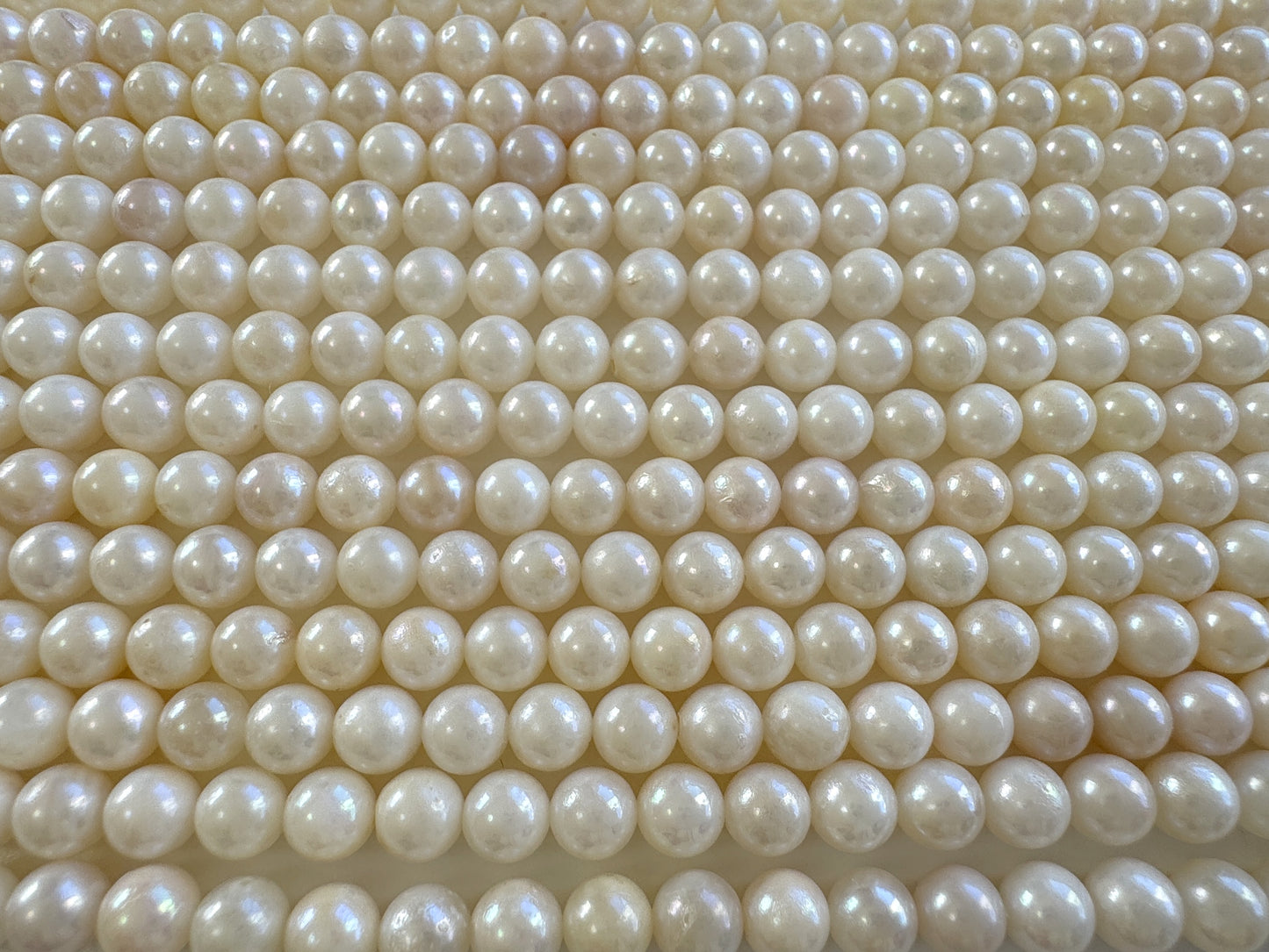 5.5-6mm Japanese White/Off-white Akoya Pearl Beads, Genuine Akoya Pearl, Full Strand, 40cm , 15.7", Cultured Salt water pearl, Value-priced