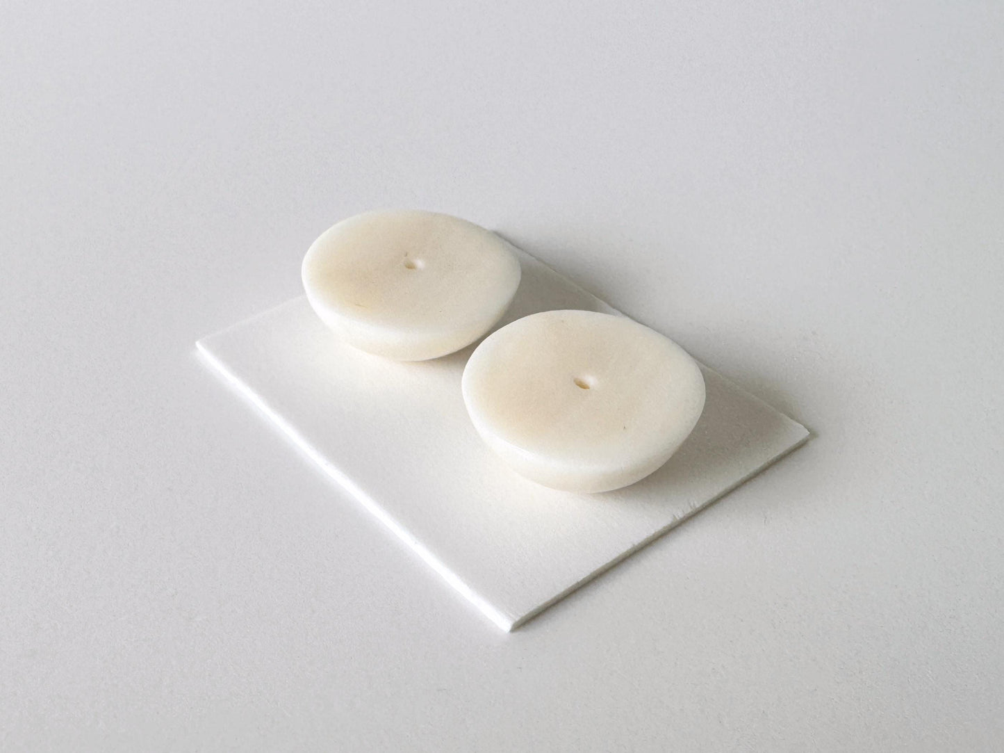 Natural White Coral Round Cabochon Pair: 17mm Diameter, Deep Sea Origin | Real Coral, Half-Drilled, Jewelry Making Supplies