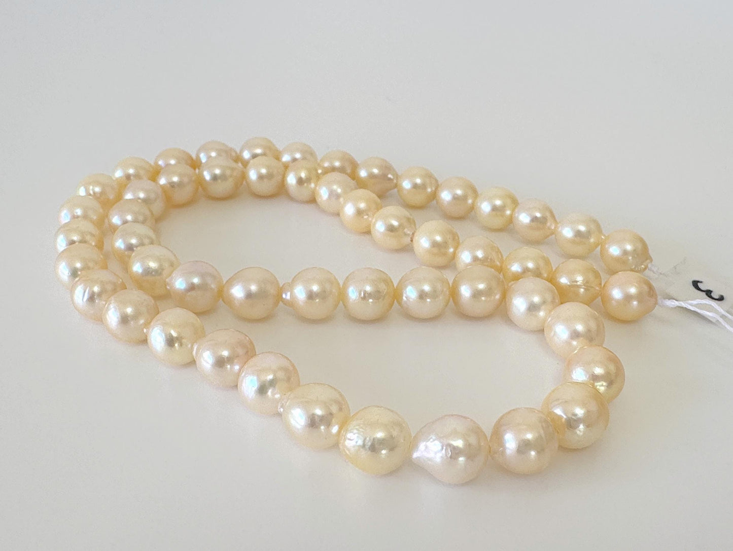 7-7.5mm Japanese Yellow Akoya Pearl Beads, Genuine Akoya Pearl, Full Strand, 40cm , 15.7", Cultured Salt water pearl