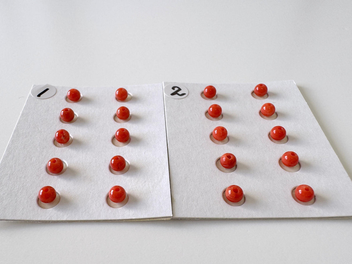 Mediterranean Red Coral Round Loose: Natural Gemstone Beads for Jewelry Making (3.7-4mm, Half-Drilled Hole, Set of 10)