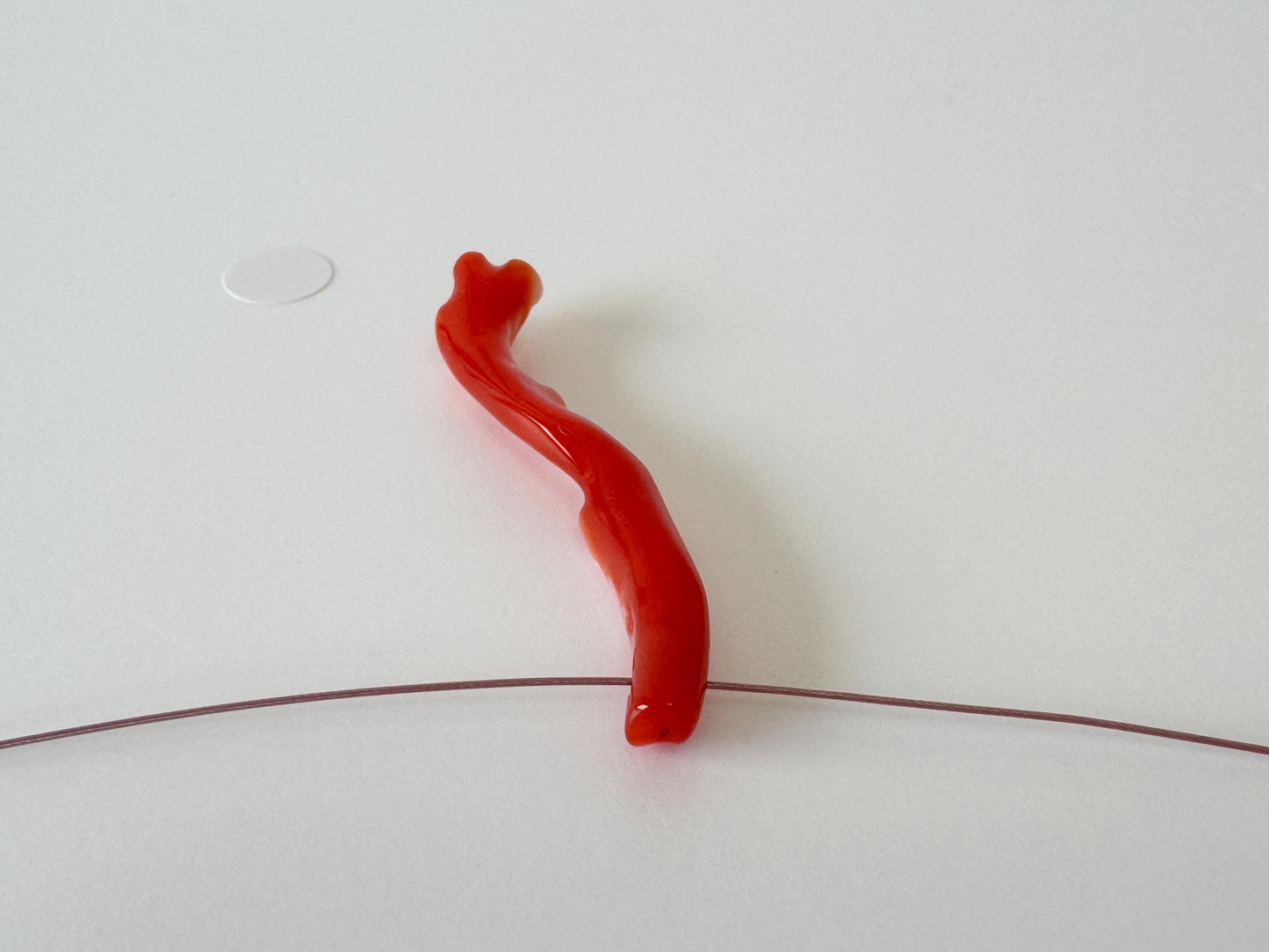 Japanese red(Aka) coral branch, 43mm, side full hole, natural red color coral for jewelry making