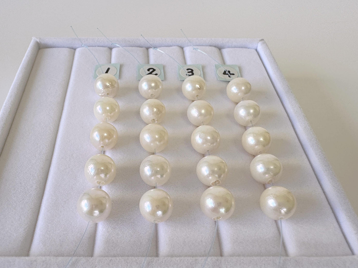 Japanese Akoya Pearl Beads: Cultured White Saltwater Pearls, Mini Strand (8.5-8.7mm, Near-Round, 5 Pieces)