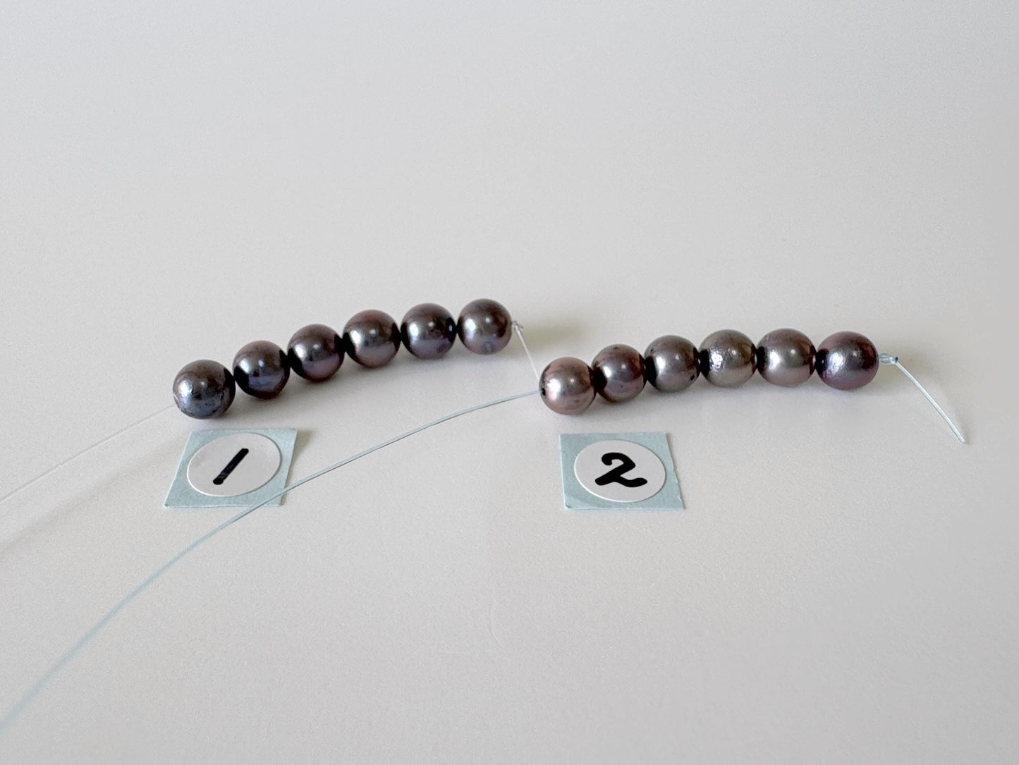 6 Pieces Short Strand of Japanese Peacock Black Akoya Pearl Beads, 5.7-5.9mm, Genuine Akoya Pearl, Cultured in Sea Water