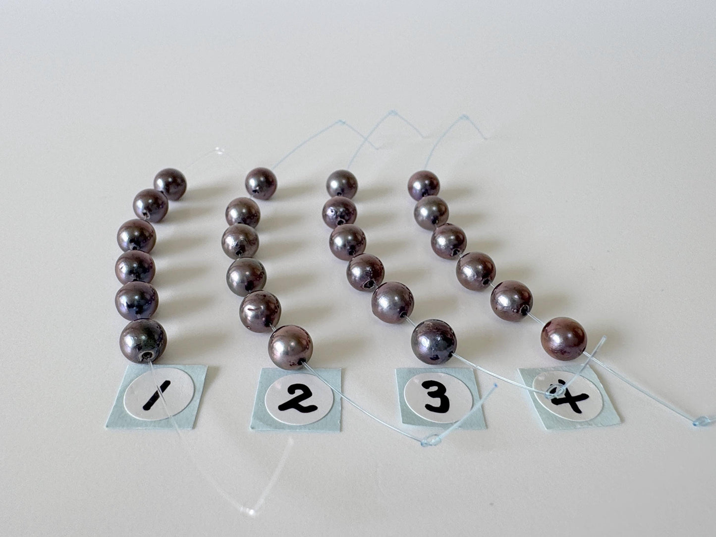 6 Pieces Short Strand of Japanese Peacock Black Akoya Pearl Beads, 5.7-5.9mm, Genuine Akoya Pearl, Cultured in Sea Water
