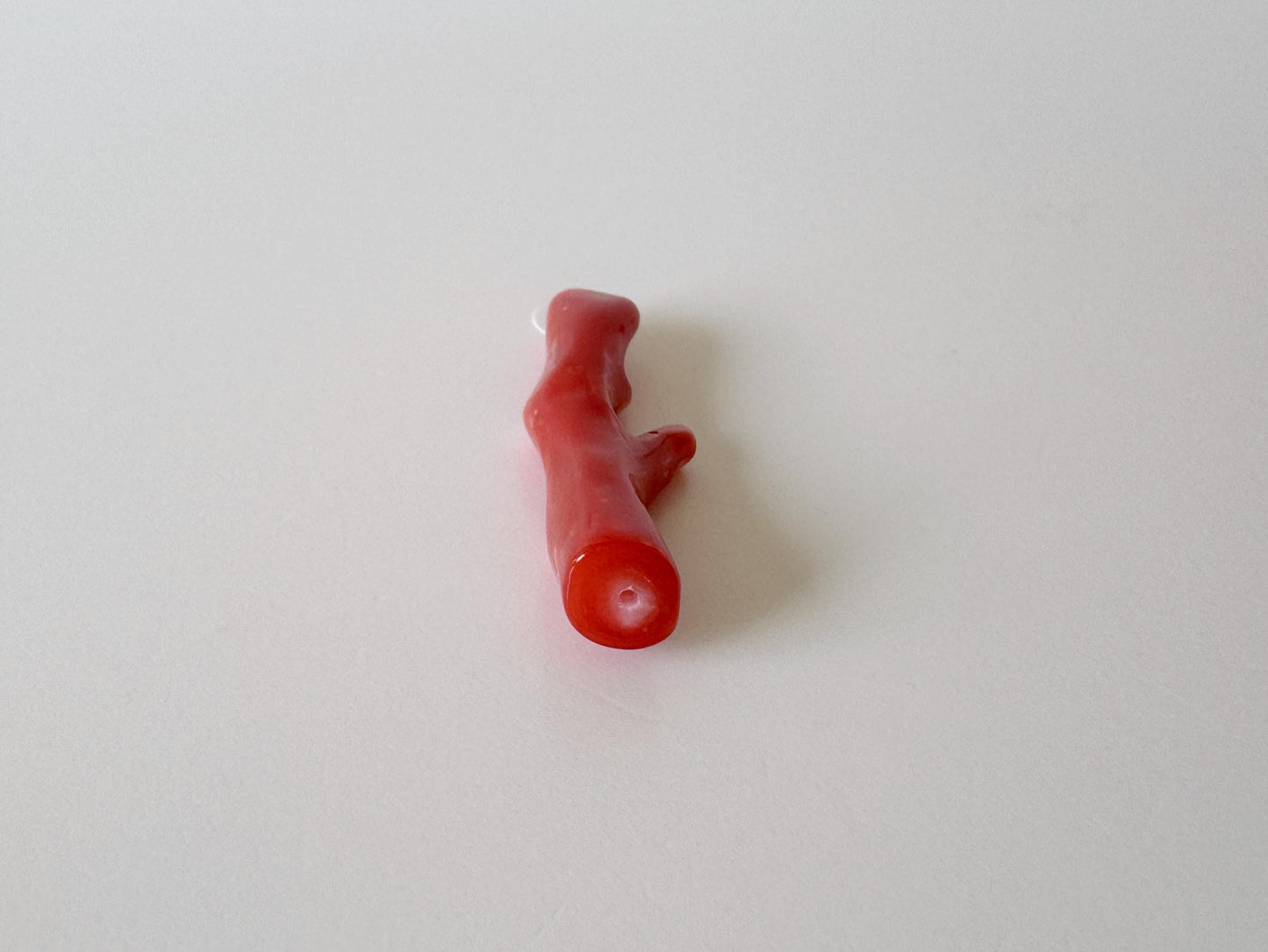 Japanese red(Aka) coral branch, 40mm, Hole on top, Natural red color coral for jewelry making