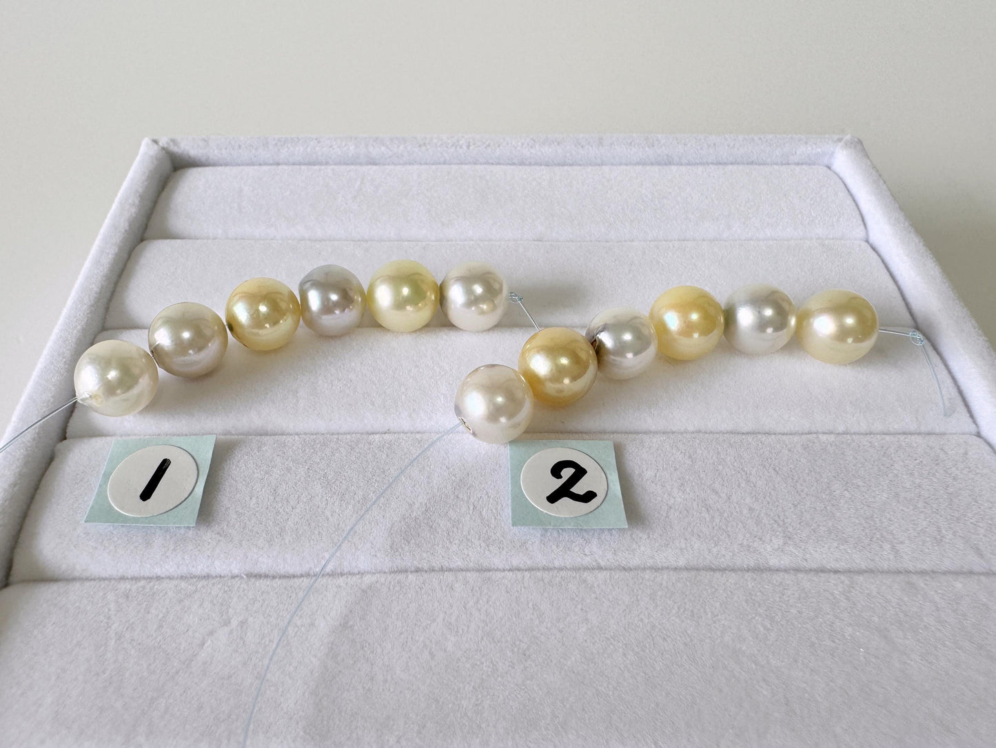 Japanese Akoya Pearl Beads: Natural Blue Silver Yellow - Cultured Saltwater Pearls, 7.5-8mm, Mini Strand Craft Supplies, 6 Pcs Strand