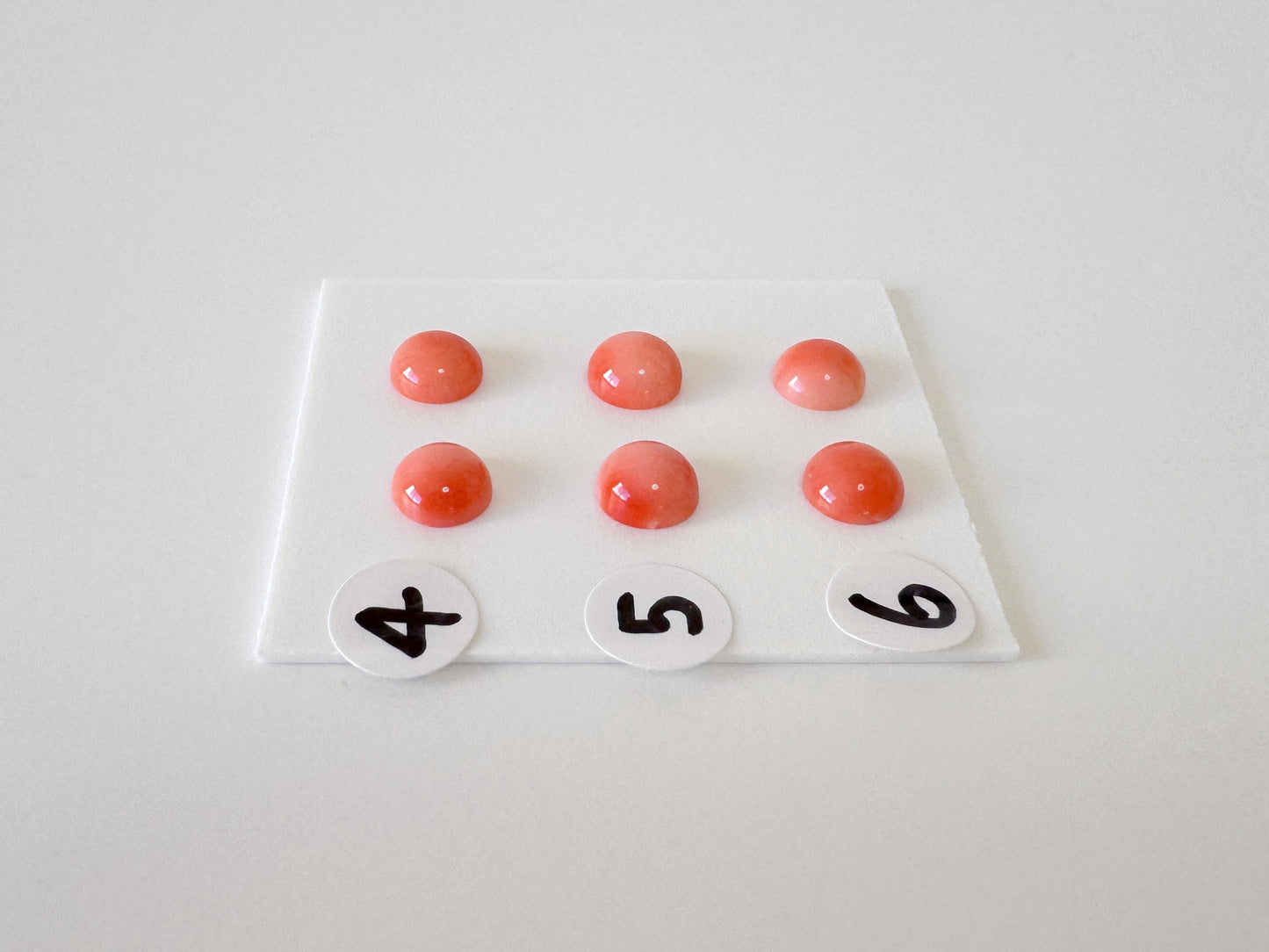 Deep Sea Coral Round Cabochons - Natural Pink Orange Pair, 5.8-6mm Half Drilled