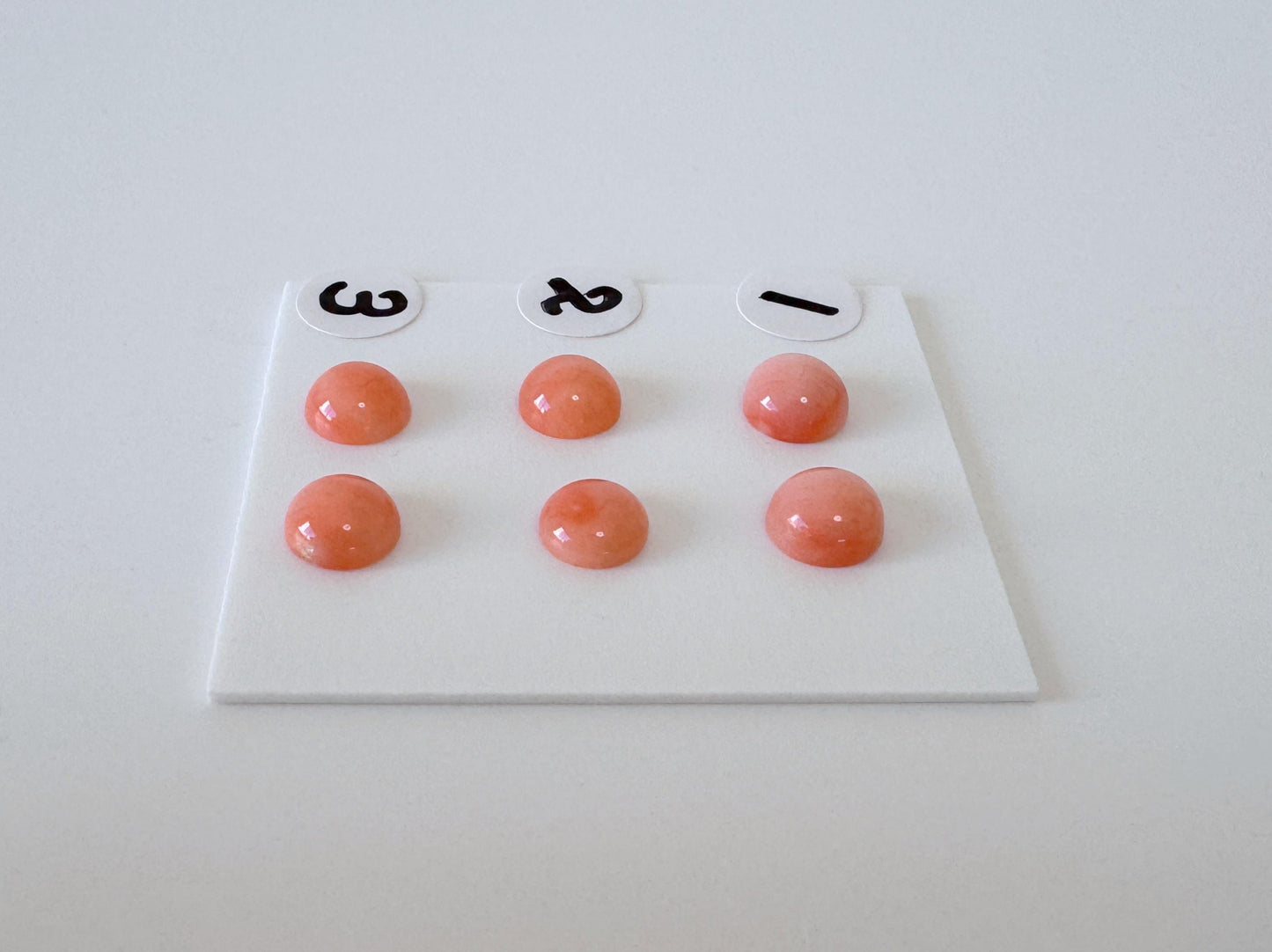 Deep Sea Coral Round Cabochons - Natural Pink Orange Pair, 5.8-6mm Half Drilled