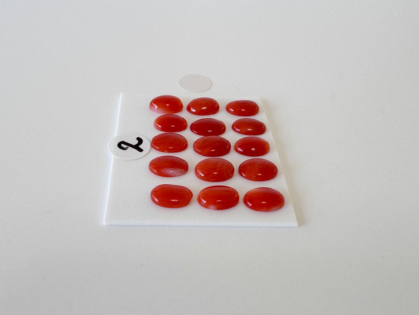 Natural Japanese Aka (Red) Coral Cabochons: 7x5mm Oval, Set of 15